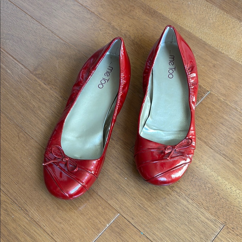 Me Too leather red flats with bow